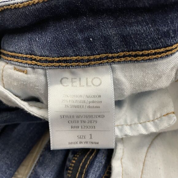 Cello Women's Size 1 Blue Mid-Rise Stretch Distressed Skinny Ankle Jeans - Picture 7 of 9